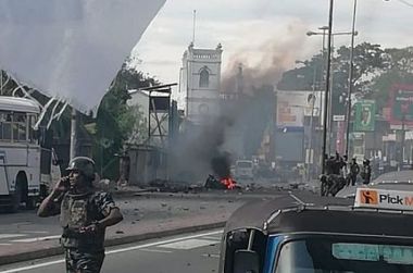
An improvised explosive device was detected inside a van near the St. Anthony’s Church, Jampettah Road, Kochchikade, and was disposed in controlled explosion at the site by the Bomb Disposal Unit a short while ago, reporters said.

The van is reportedly on fire.
