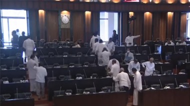 

Indicating that there is a division within the party, a group of SJB MPs walked out of the chamber when President Ranil Wickremesinghe began his speech, while some remained.

