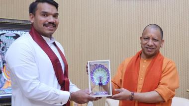 

SLPP MP Namal Rajapaksa who is presently in India on a two-day visit held discussions with BJP member and Chief Minister of Uttar Pradesh, Yogi Adityanath and several senior Indian officials.

Namal is presently in India on a two-day private visit to Uttar Pradesh to attend a pooja in the Ayodhya Ram Temple.


