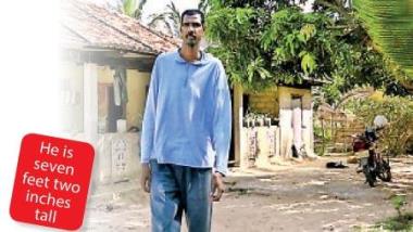 

A man in Mullaitivu District claimed to be the tallest person in Sri Lanka.

According to BBC Sinhala Service, Gunasingham Kasenthiran, a former cadre of the proscribed Liberation Tigers of Tamil Eelam (LTTE) who lives in Kaiveli, Puthukudiruppu is seven feet two inches tall.


